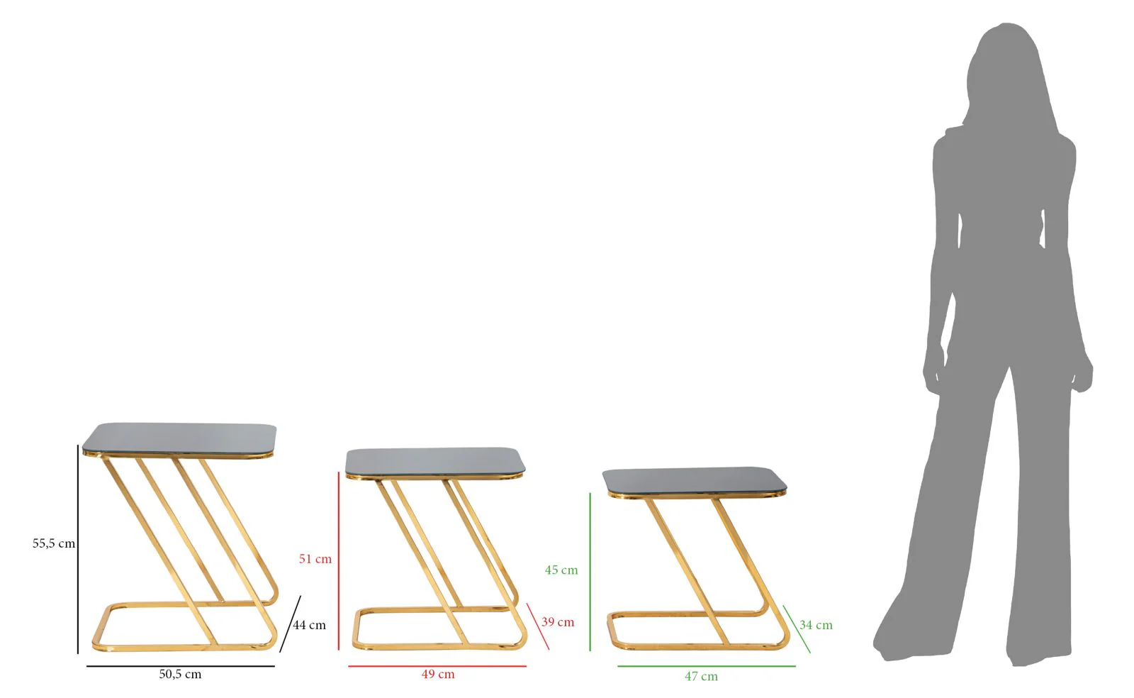 Set di 3 Tavolini Eleganti in Vetro e Metallo dorato - Image 7