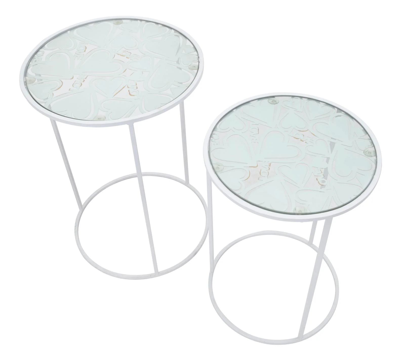 Tavolini Eleganti Harts - Coppia in Metallo Bianco Ø 43x60 e 38x55 cm - Image 2