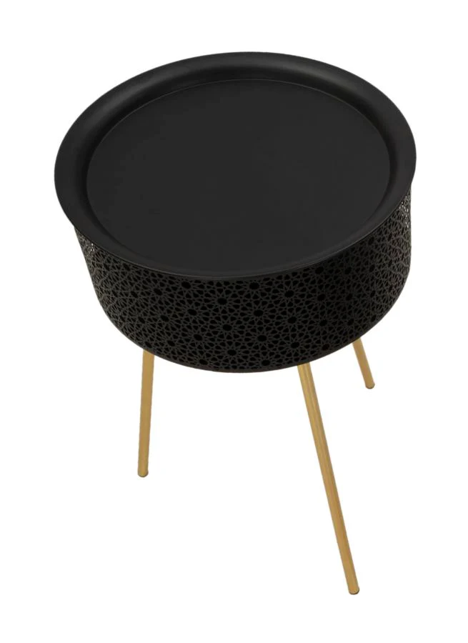 Tavolino Elegante Nero con Contenitore Ø 40x65 - Image 2