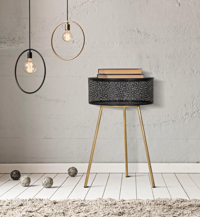 Tavolino Elegante Nero con Contenitore Ø 40x65 - Image 4