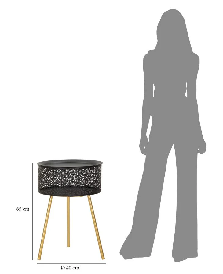 Tavolino Elegante Nero con Contenitore Ø 40x65 - Image 5