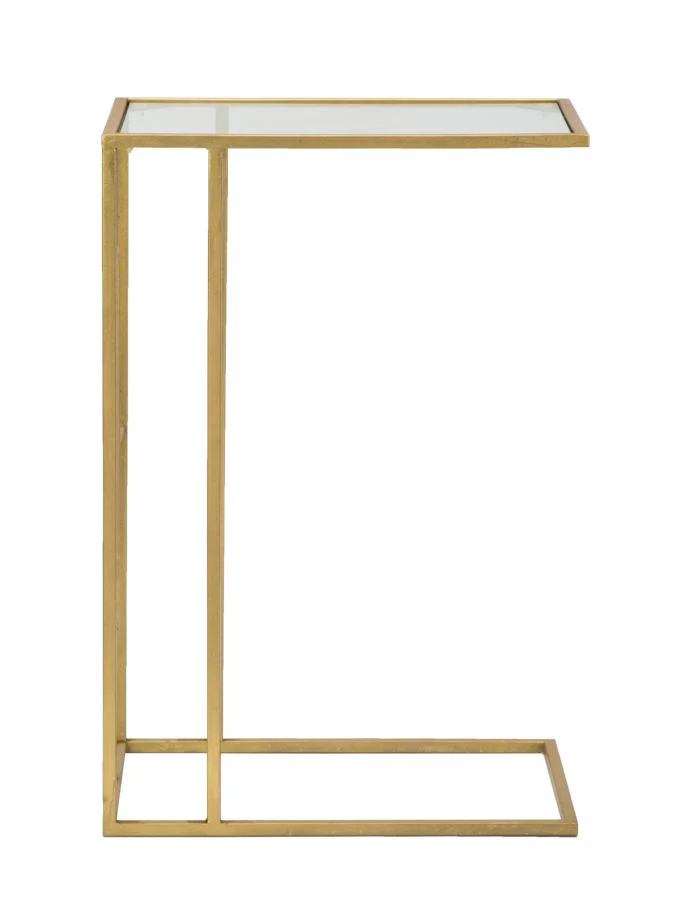 Tavolino Elegante in Metallo Dorato con Piano in Vetro 40,5x25,5x60 cm - Image 2