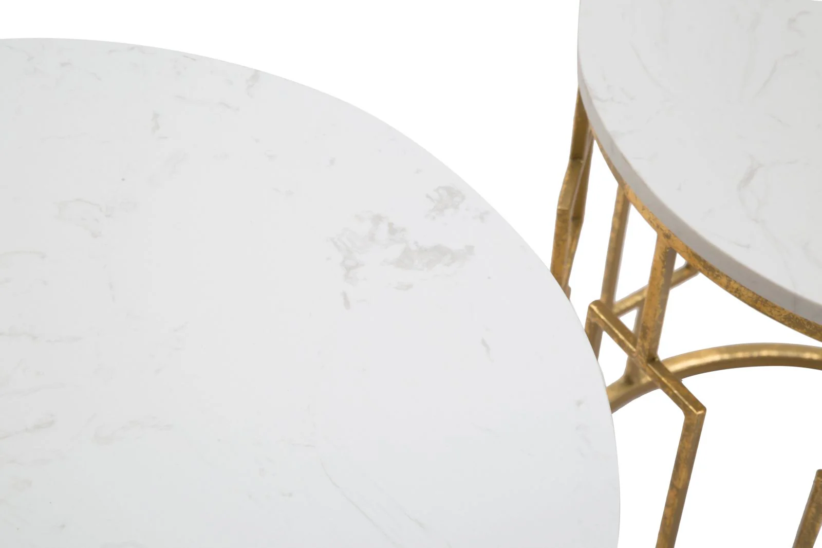 Tavolini Cube Eleganti con Piano in Marmo Bianco - Coppia Ø 46 cm - Image 2