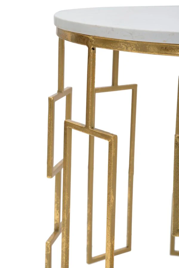Tavolini Cube Eleganti con Piano in Marmo Bianco - Coppia Ø 46 cm - Image 4