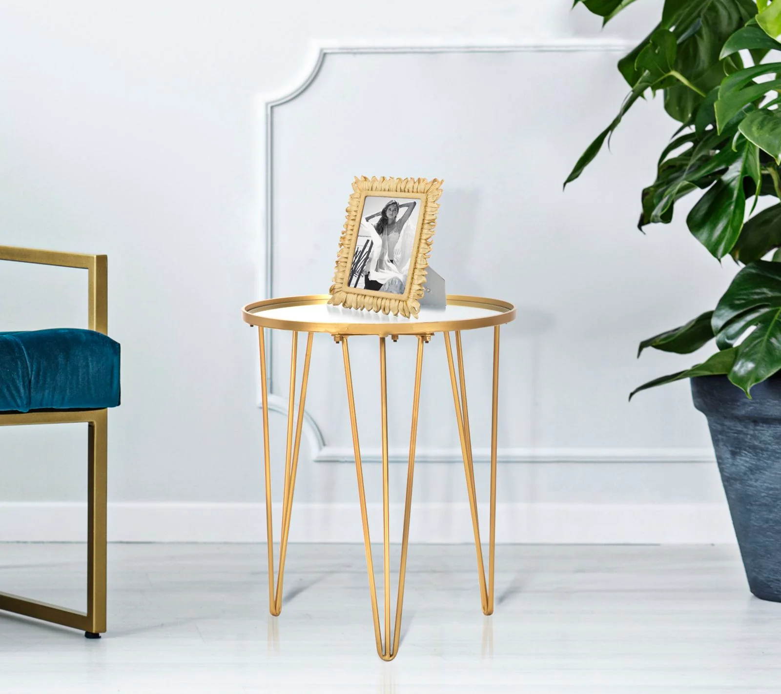 Tavolino da caffè elegante in oro e specchio cm ø 40x49 - Image 4