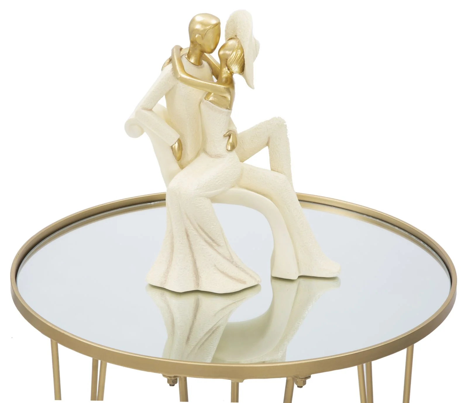 Tavolino da caffè elegante in oro e specchio cm ø 50x58,5 - Image 2