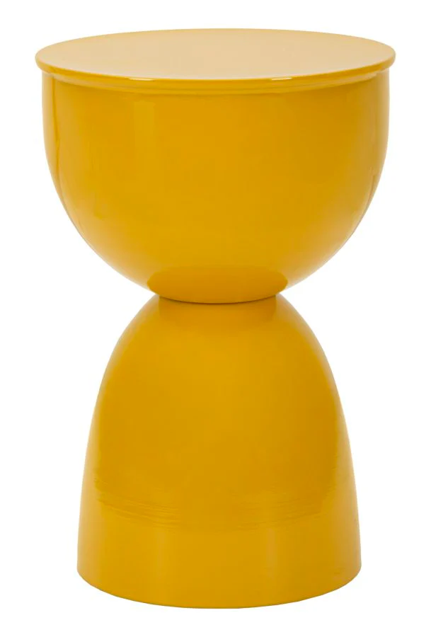 Tavolinetto In Metallo Yao Senape Diametro 31 Cm Altezza 46 Cm Contemporaneo Compatto Brillante per Soggiorno