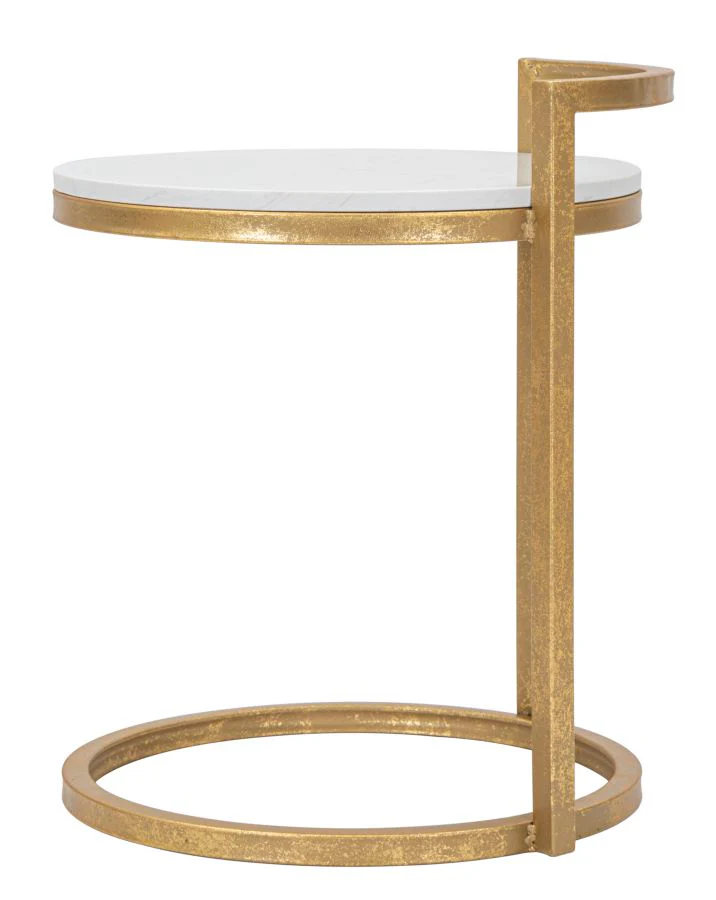 Tavolo rotondo in marmo con base dorata cm 40x43x50 - Image 2