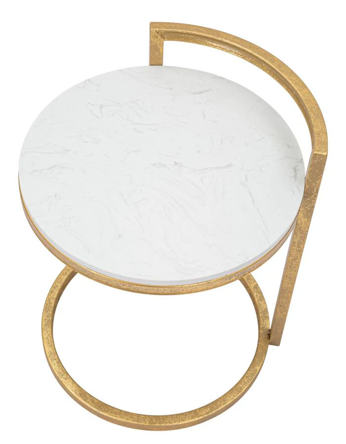 Tavolo rotondo in marmo con base dorata cm 40x43x50 - Image 3