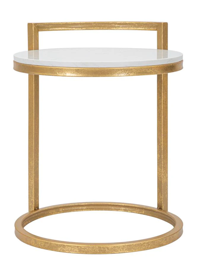 Tavolo rotondo in marmo con base dorata cm 40x43x50 - Image 4