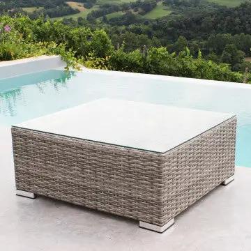 Tavolino Copacabana struttura in alluminio, wicker grigio Dimensioni: cm 73 x 68 x 30 h - Image 2