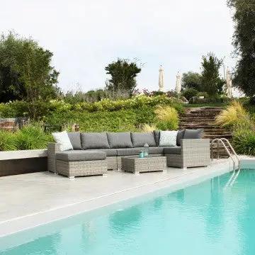Tavolino Copacabana struttura in alluminio, wicker grigio Dimensioni: cm 73 x 68 x 30 h - Image 3