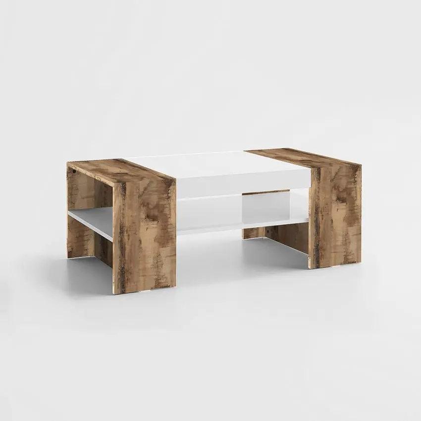 Tavolino da caffè moderno in legno laccato bianco con finitura acero pereira - Image 2