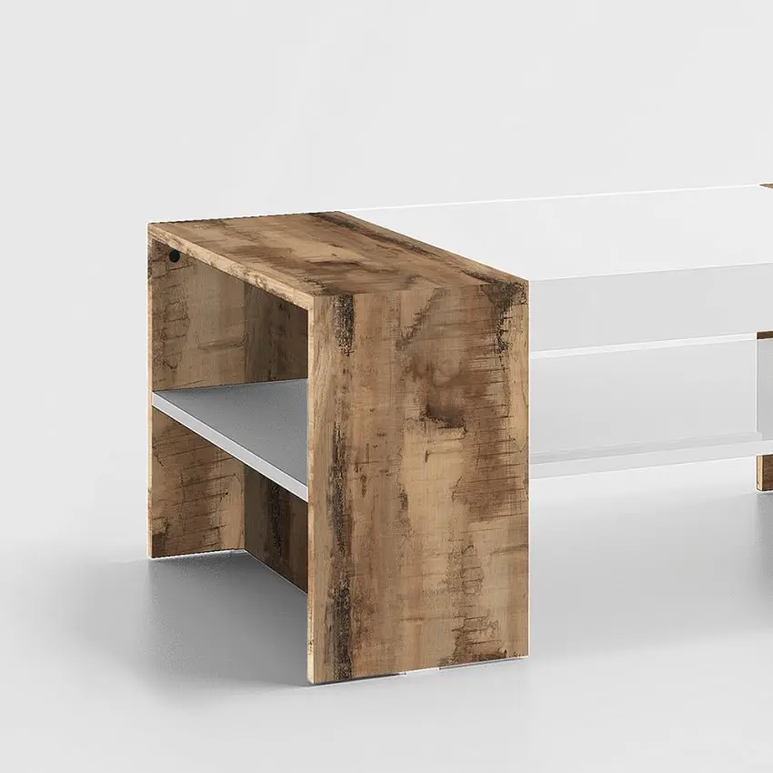 Tavolino da caffè moderno in legno laccato bianco con finitura acero pereira - Image 3