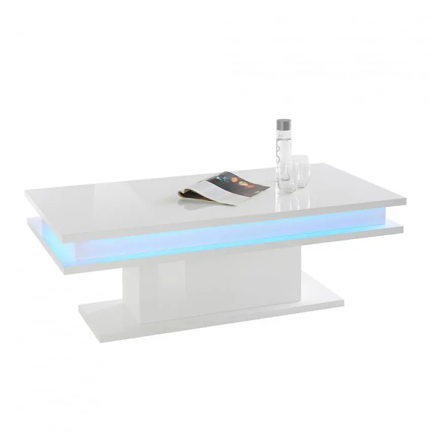 Tavolino da caffè moderno con luce led bianco lucido: LITTLE BIG