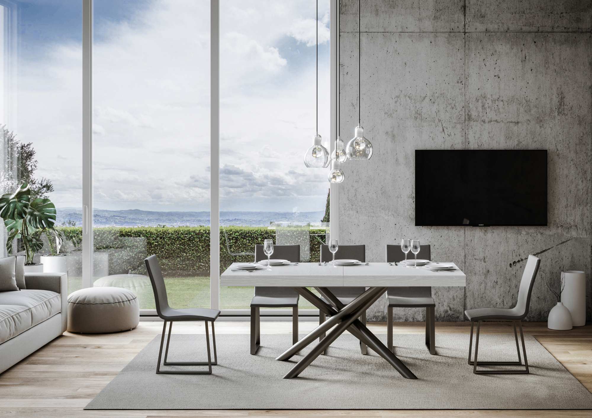 Tavolo allungabile Famas Premium con telaio in diverse finiture - Image 2