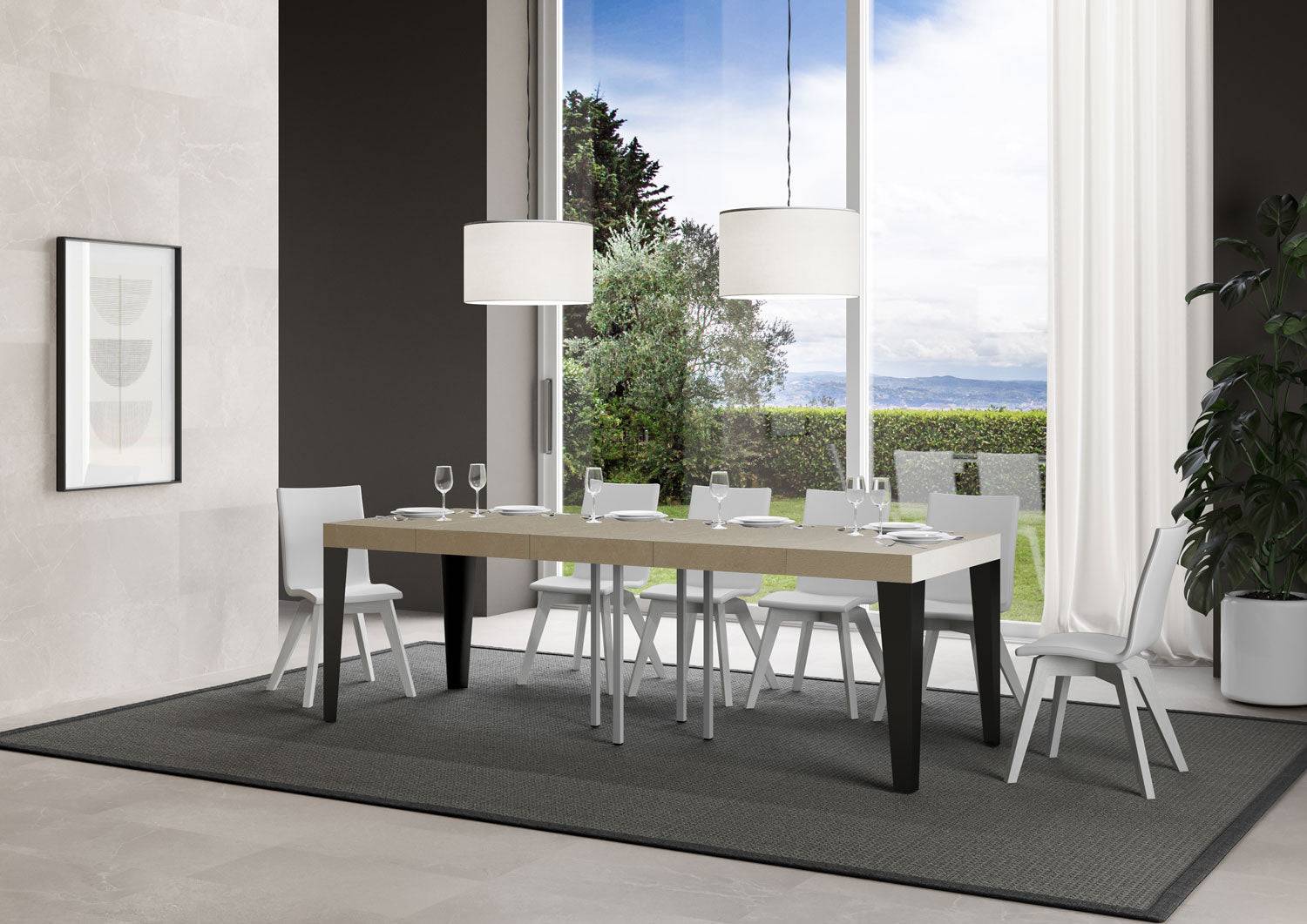 Tavolo allungabile Flame Premium con gambe e telaio antracite - Image 56
