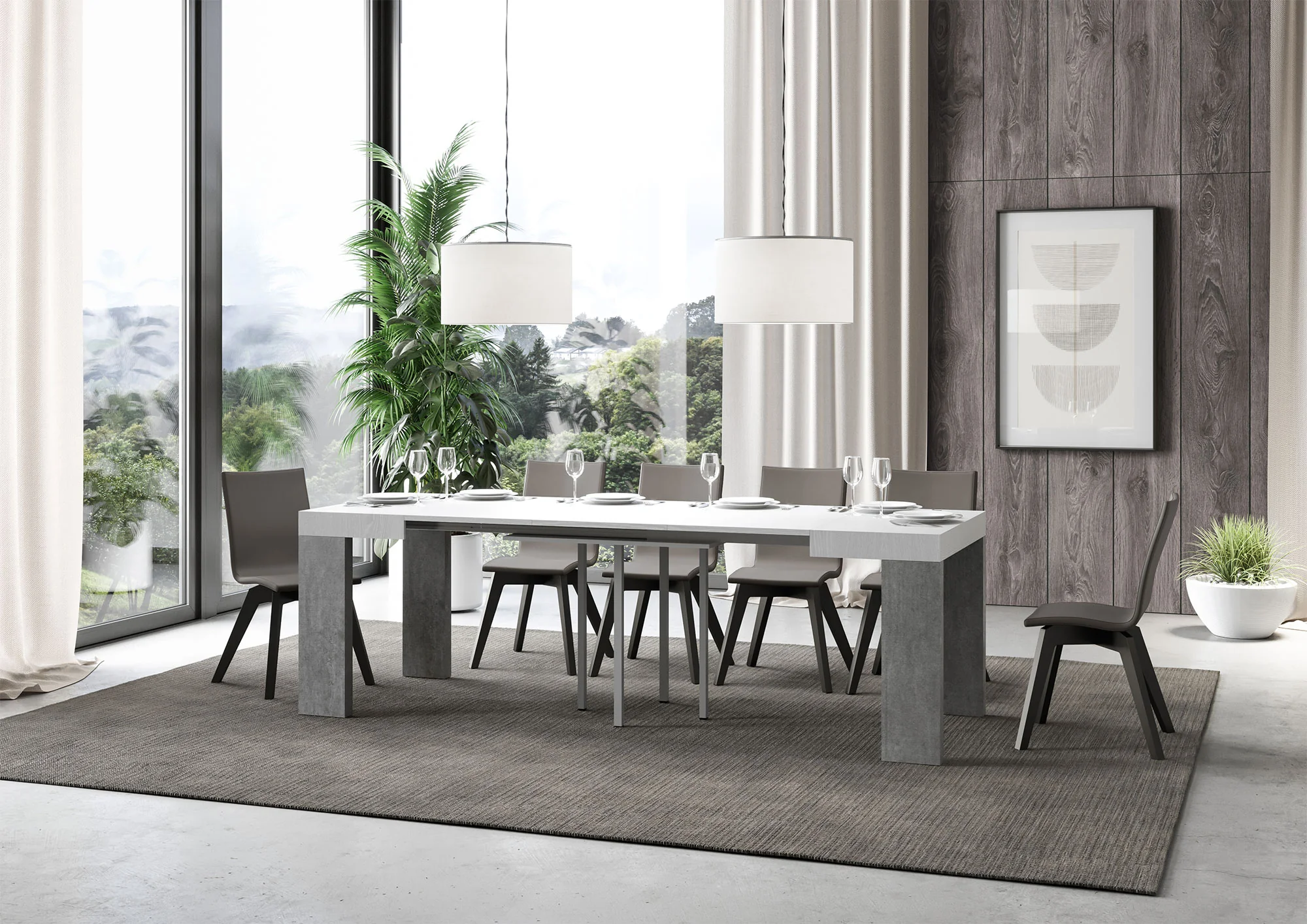Tavolo allungabile Roxell Mix piano e gambe in diverse finiture - Image 165