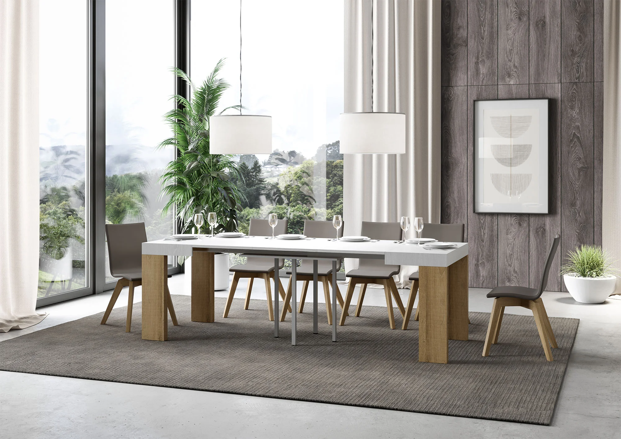 Tavolo allungabile Roxell Mix piano e gambe in diverse finiture - Image 173
