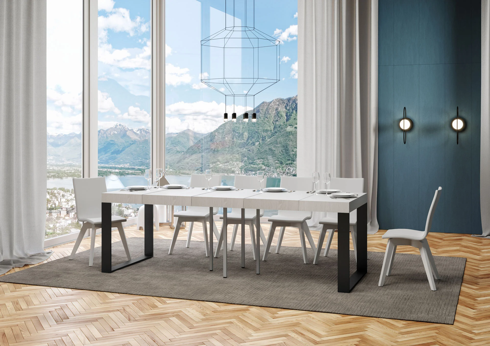 Tavolo allungabile Tecno Premium con telaio e gambe in diverse rifiniture - Image 57