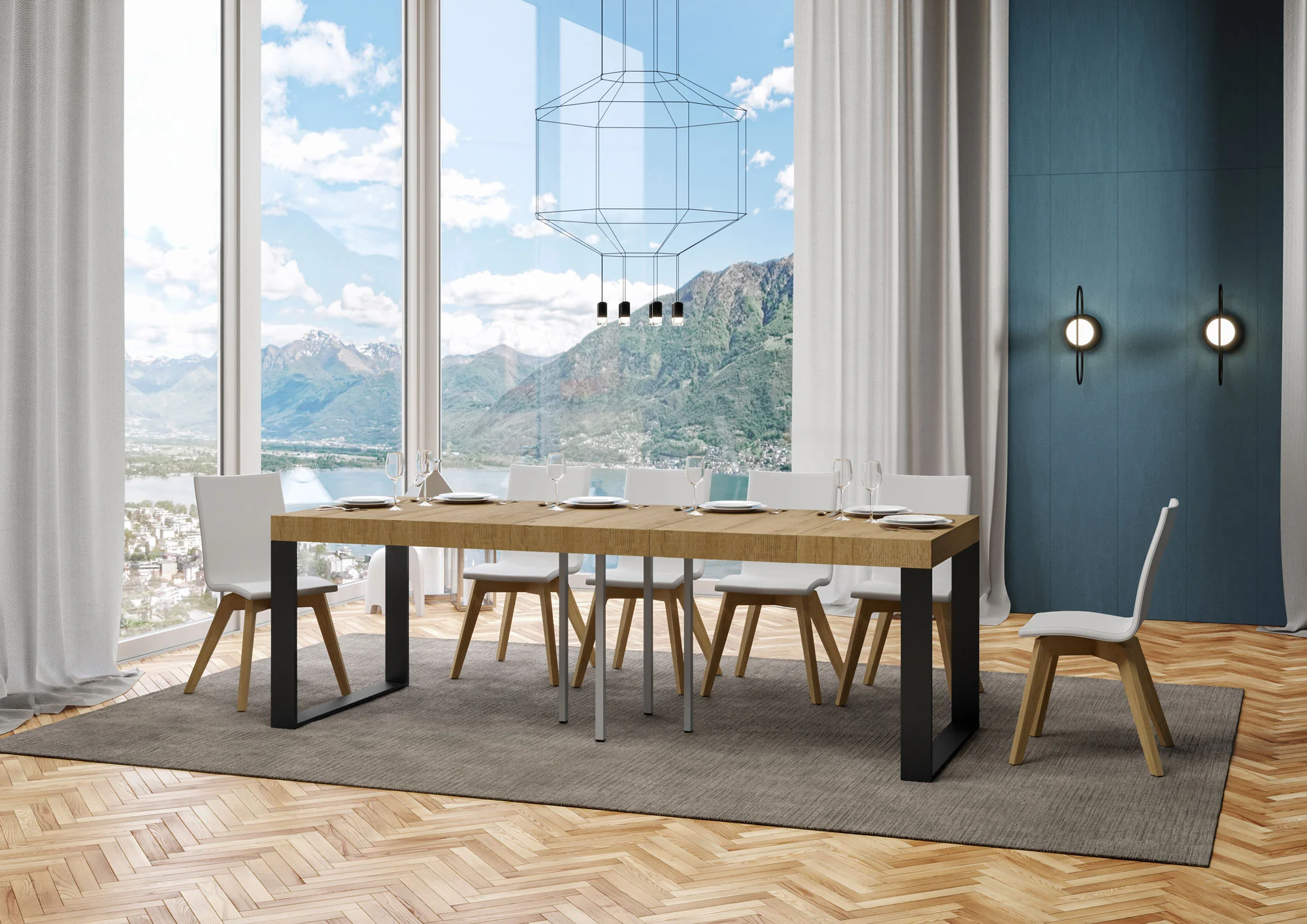 Tavolo allungabile Tecno Premium con telaio e gambe in diverse rifiniture - Image 66