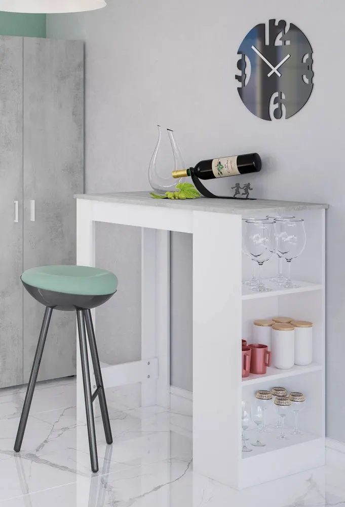 Tavolo Alto Cucina Bar Bianco/Cemento - Image 3