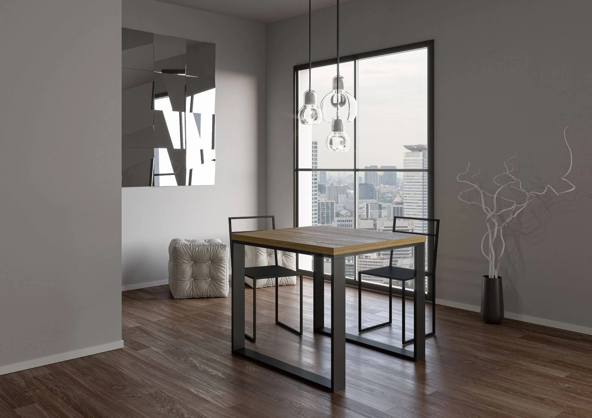 Tavolo apribile Tecno Libra con telaio Antracite, dimensioni 90x90/180 cm e 90x120/240 cm - Image 2