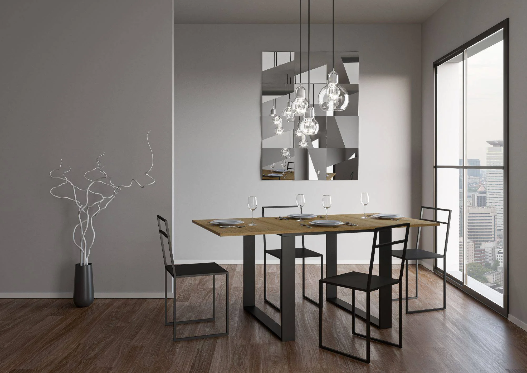 Tavolo apribile Tecno Libra con telaio Antracite, dimensioni 90x90/180 cm e 90x120/240 cm - Image 3