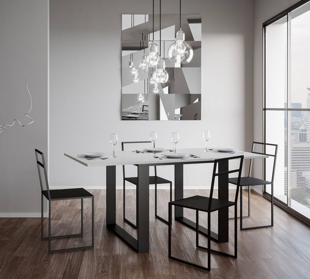 Tavolo apribile Tecno Libra con telaio Antracite, dimensioni 90x90/180 cm e 90x120/240 cm - Image 9
