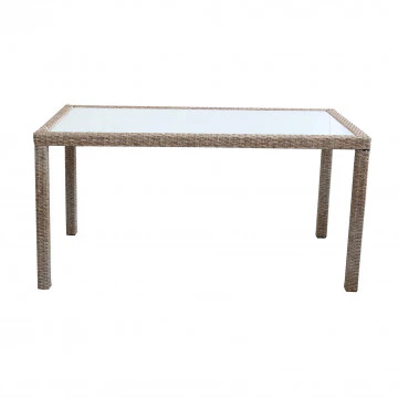 Tavolo da giardino Azore 150 x 90 rettangolare con struttura in metallo e wicker e piano in vetro - Image 11