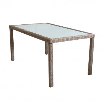 Tavolo da giardino Azore 150 x 90 rettangolare con struttura in metallo e wicker e piano in vetro - Image 17