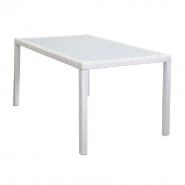 Tavolo da giardino Azore 150 x 90 rettangolare con struttura in metallo e wicker e piano in vetro - Image 2