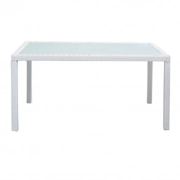 Tavolo da giardino Azore 150 x 90 rettangolare con struttura in metallo e wicker e piano in vetro - Image 3
