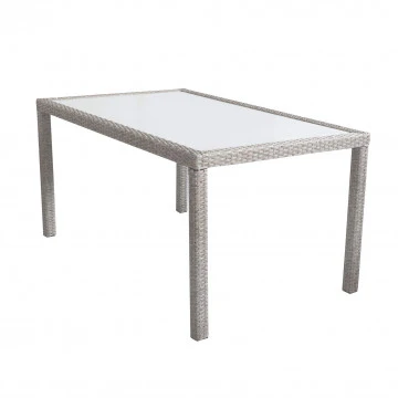 Tavolo da giardino Azore 150 x 90 rettangolare con struttura in metallo e wicker e piano in vetro - Image 7