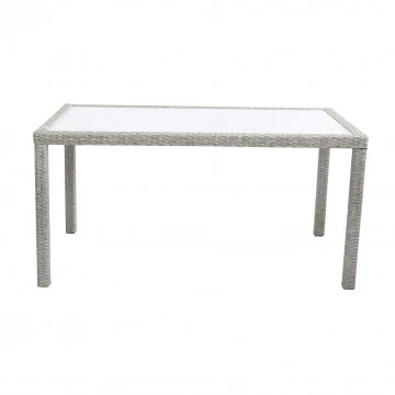 Tavolo da giardino Azore 150 x 90 rettangolare con struttura in metallo e wicker e piano in vetro - Image 8