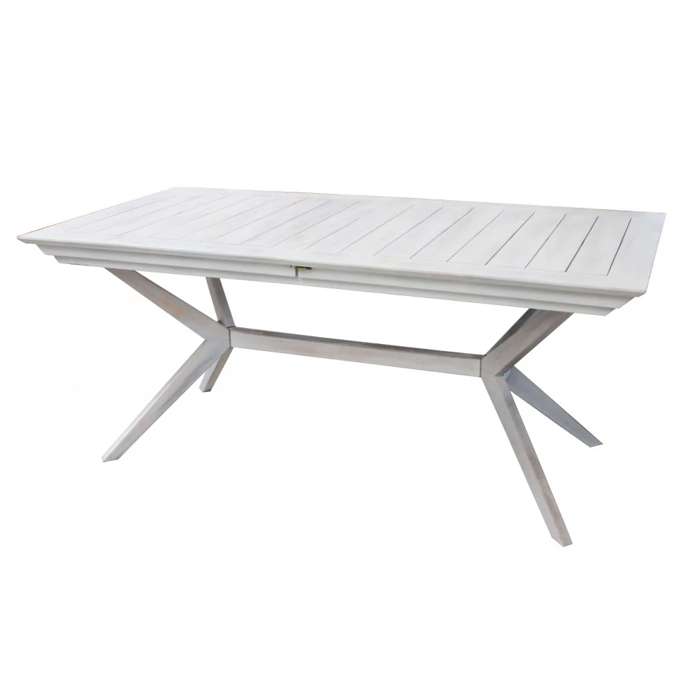 Tavolo Bali allungabile in legno di acacia - Bianco 180/240 x 90 - Image 3
