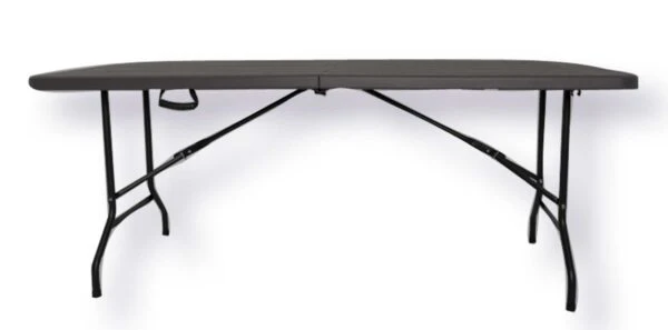 Tavolo Birreria Pieghevole 180x76 cm – Acciaio e Resina Dark Grey Effetto Legno