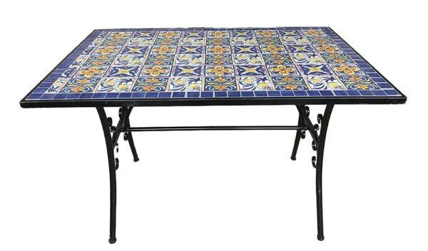 Tavolo da Esterno Blu Makari 120x80 cm – Struttura in Ferro e Piano in Ceramica