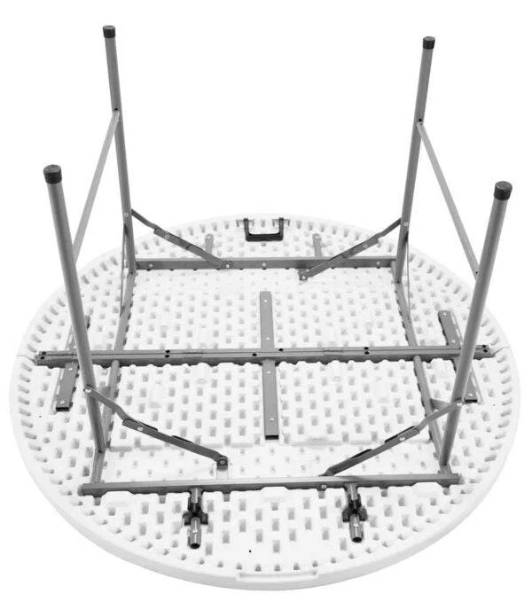Tavolo Catering Pieghevole Tondo Ø120 cm – Struttura in Acciaio e Piano in Resina Bianca - Image 3