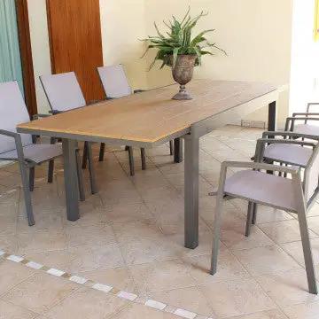 Tavolo Allungabile Cayman 160/240 X 95 in Alluminio Bianco/Taupe con Piano Polywood Teak - Image 13