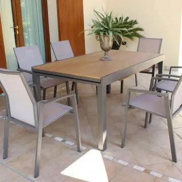 Tavolo Allungabile Cayman 160/240 X 95 in Alluminio Bianco/Taupe con Piano Polywood Teak - Image 14