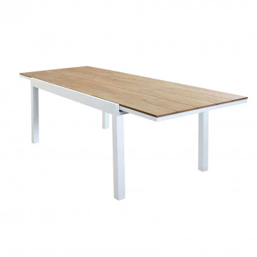 Tavolo Allungabile Cayman 160/240 X 95 in Alluminio Bianco/Taupe con Piano Polywood Teak - Image 2