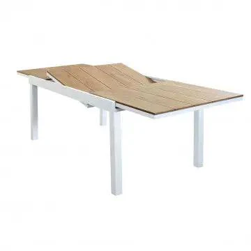 Tavolo Allungabile Cayman 160/240 X 95 in Alluminio Bianco/Taupe con Piano Polywood Teak - Image 3