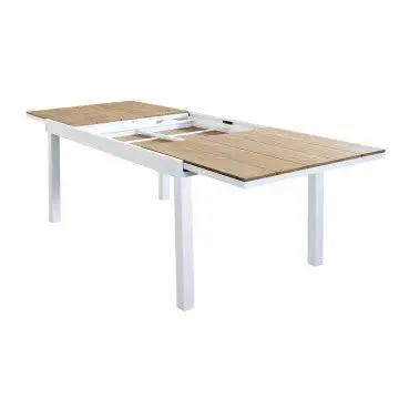 Tavolo Allungabile Cayman 160/240 X 95 in Alluminio Bianco/Taupe con Piano Polywood Teak - Image 4