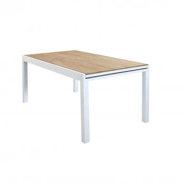 Tavolo Allungabile Cayman 160/240 X 95 in Alluminio Bianco/Taupe con Piano Polywood Teak - Image 5