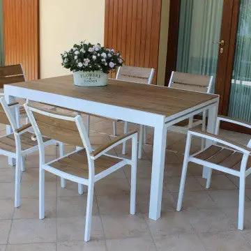 Tavolo allungabile Cayman in Alluminio con Piano in Polywood color Teak - Image 10