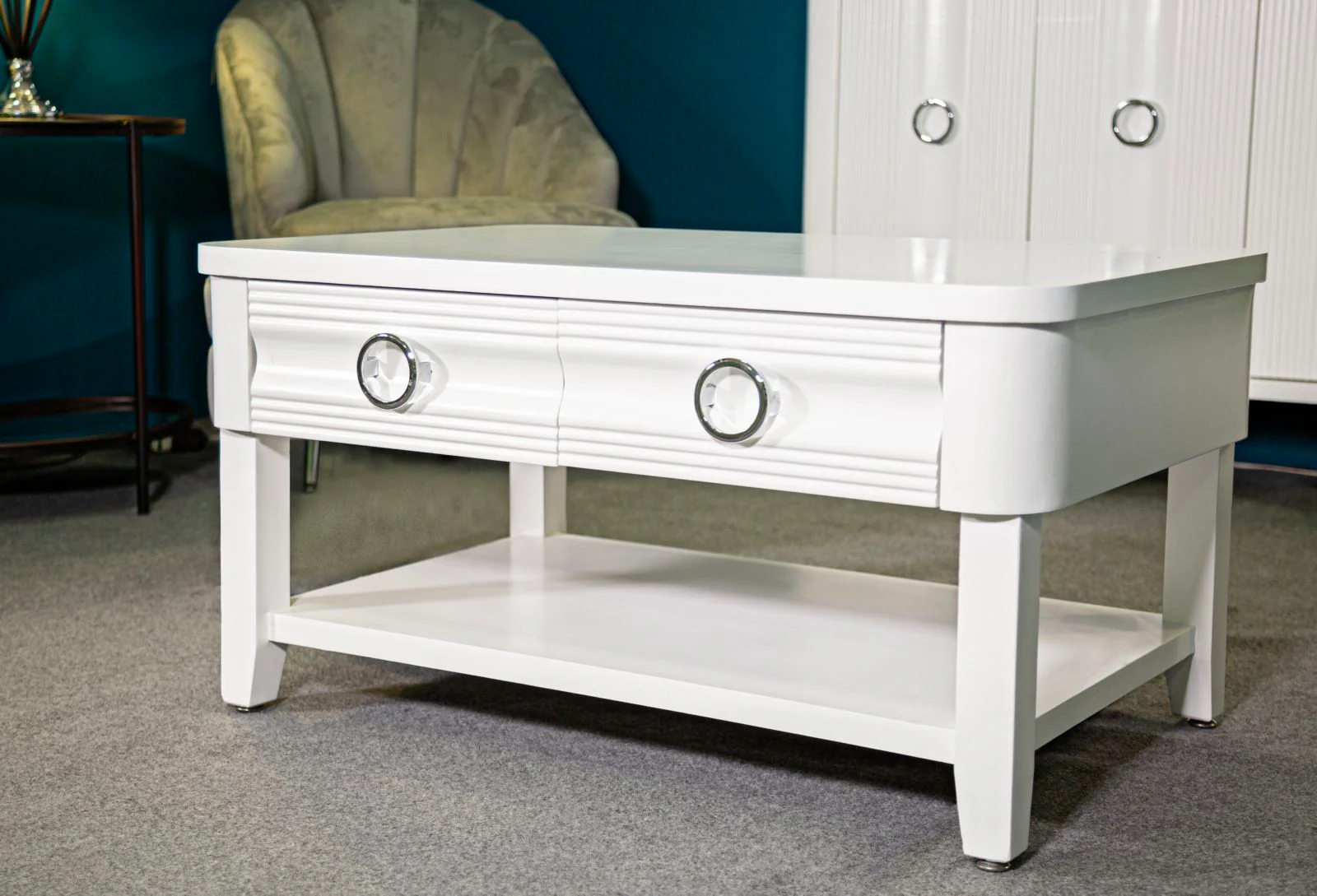 Tavolo rettangolare da caffè 90x60 cm con cassetti - Image 8