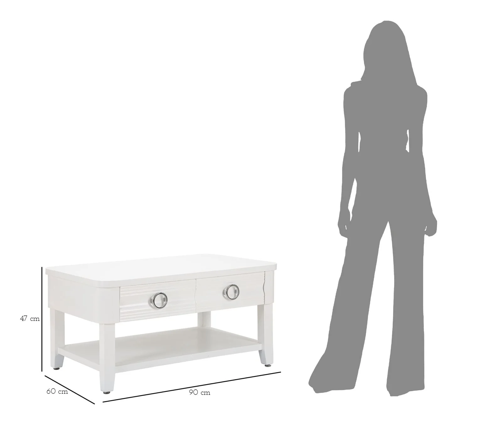 Tavolo rettangolare da caffè 90x60 cm con cassetti - Image 9