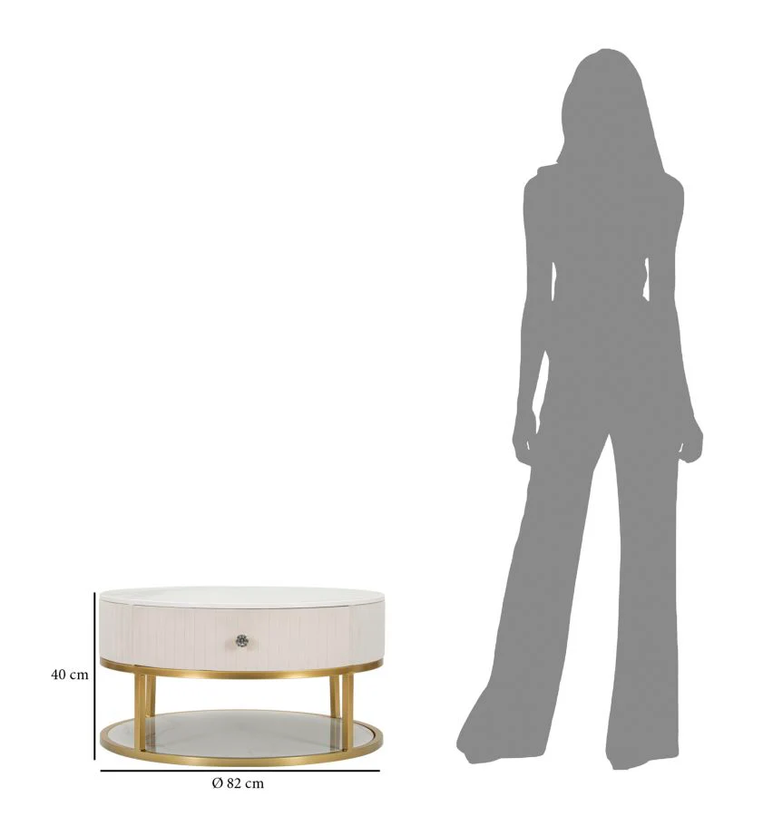 Tavolo da caffè elegante Montpellier crema cm ø 75x36 - Image 8