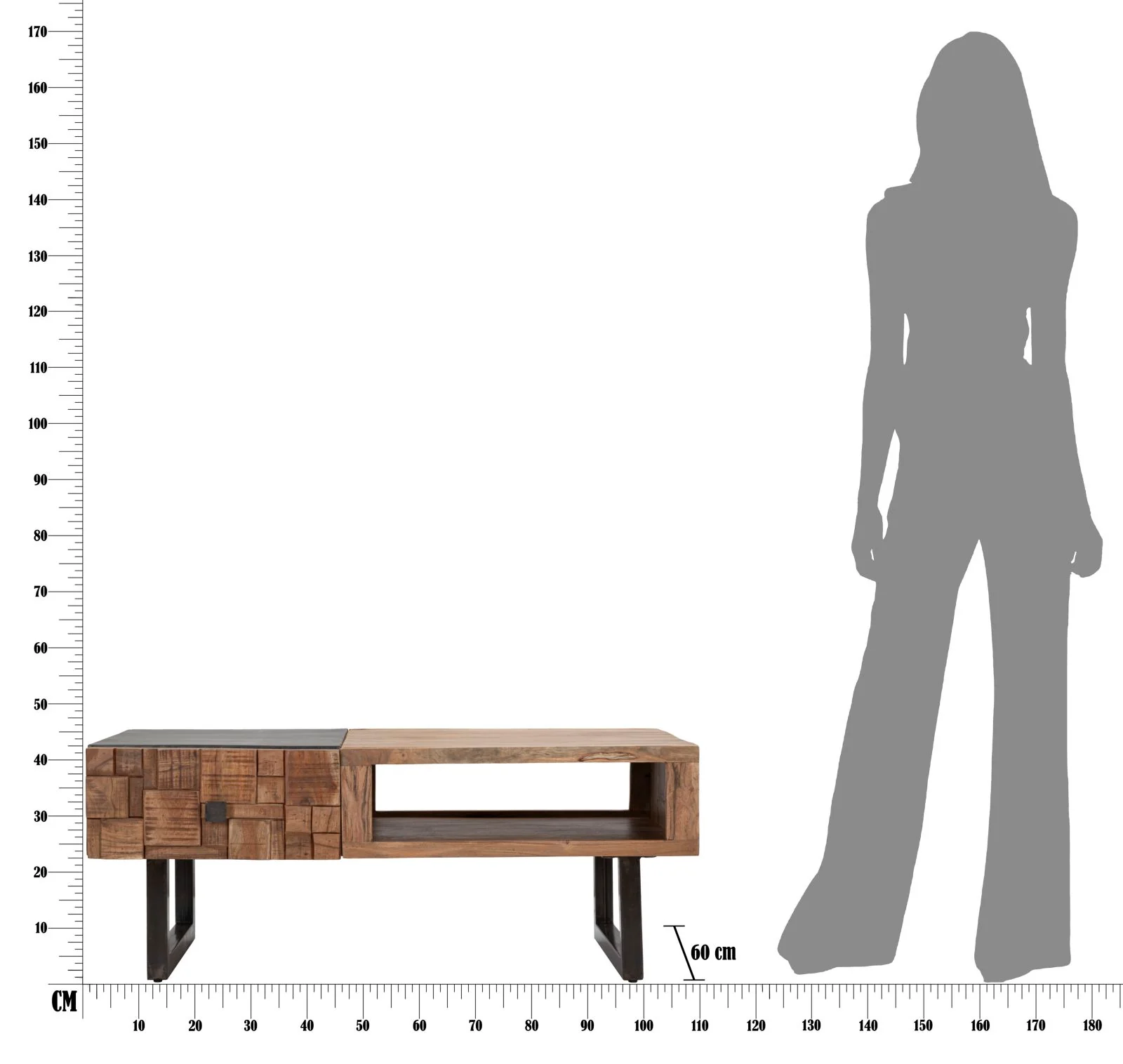 Tavolo da Caffè Mumbai in Legno di Acacia con Cassetti - Dimensioni 110x60x43 cm - Image 9